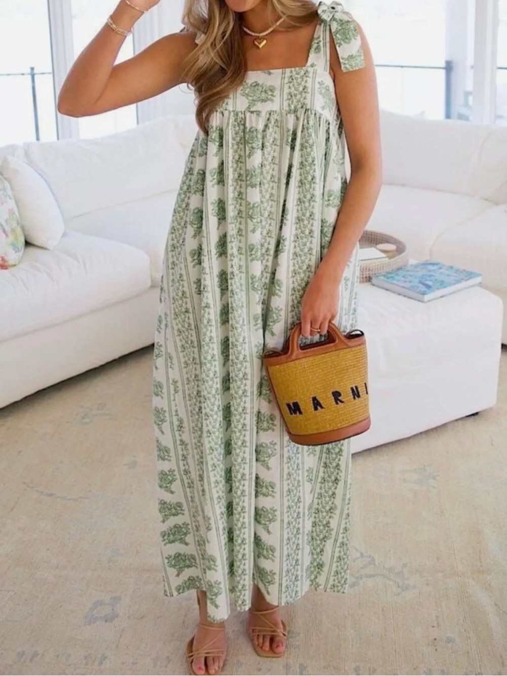 Floral Tie Shoulder Maxi Dress